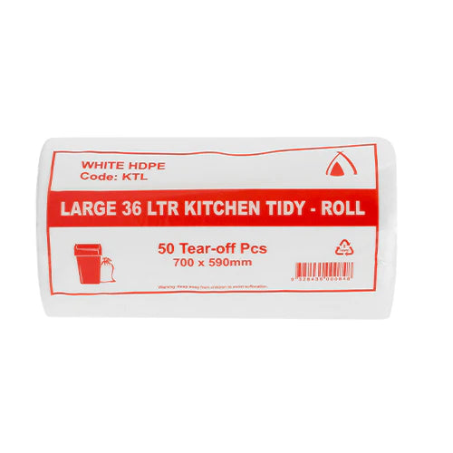 C010 - Rubbish Bags 36L Rolls White KTL 1000 Bin Liners